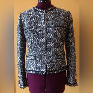 Blue Cotton Lurex Tweed Jacket
